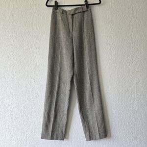 Laurèl 26‎ Wool Wide-Leg Pants Chevron Grey High Waist Trousers
